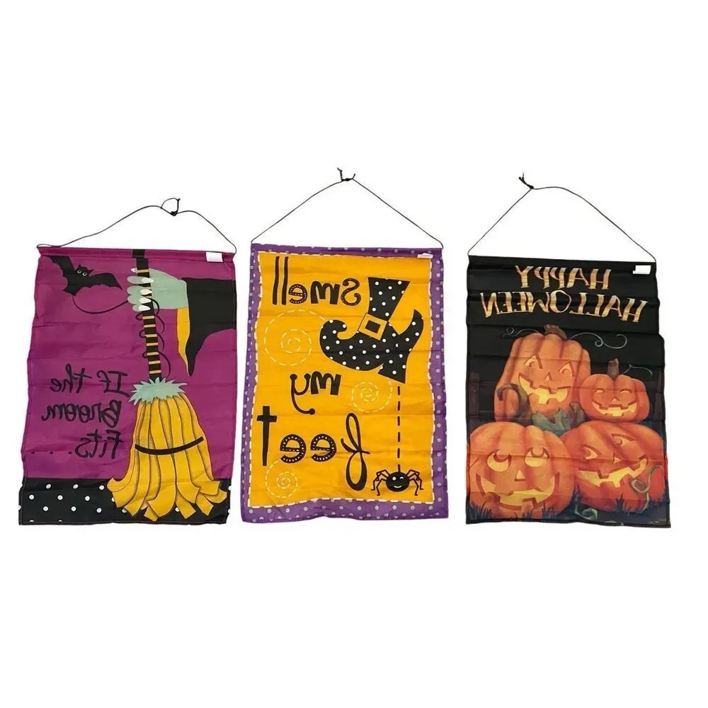 Lot Of 3 Halloween Hanging Home Sign Decor Halloween Decorations Fall